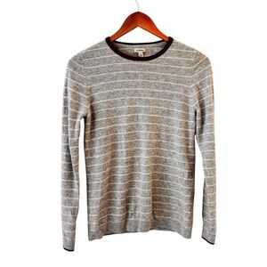 L.L. Bean Striped Classic Cashmere Sweater Womens M Old Money Paris Chic Preppy